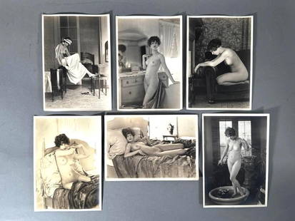 Six Arthur Allen Photographs, Boudoir Series: Arthur Allen (American 1886-1962) Six Nudes from the Boudoir Series, gelatin silver prints, unframed. Dimensions: Each 10 x 7 in. sheet size Condition: Generally good vintage condition with some wear