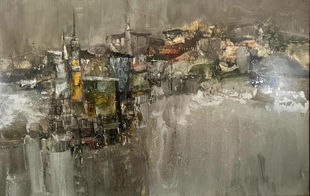 Alan Chiara Mixed Media Painting, City on a Cliff (1 of 10)