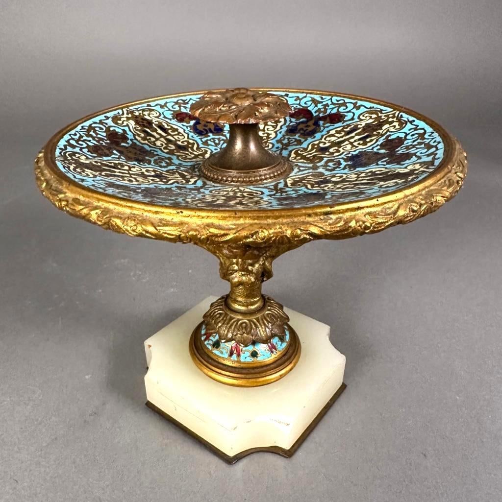 French Champleve Enamel, Bronze and Onyx Vide Poche (1 of 7)