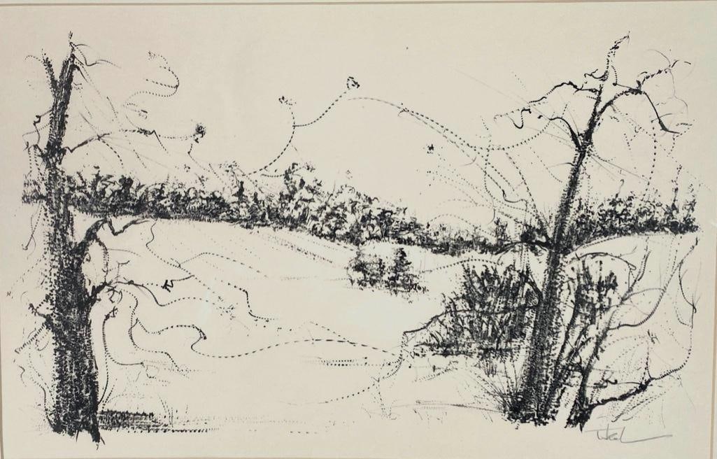 Peter Takal Lithograph, Trees and Fields, 1957 (1 of 6)