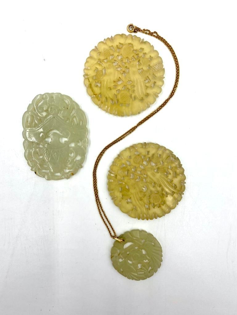 Four Chinese Antique Hardstone Pendants (1 of 8)