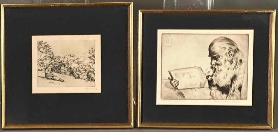 Two Framed Etchings, Grossman and Reindel (1 of 12)