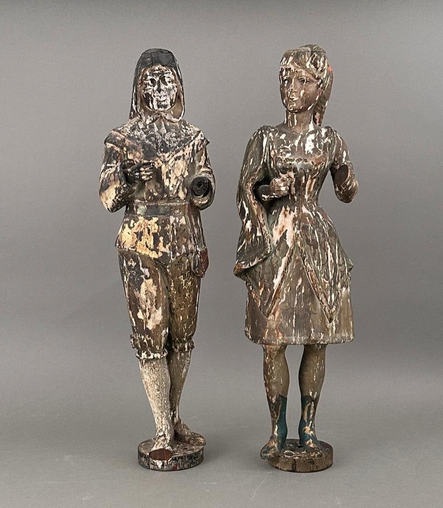 Pair of Antique Carved Wood Glockenspiel Figures (1 of 15)