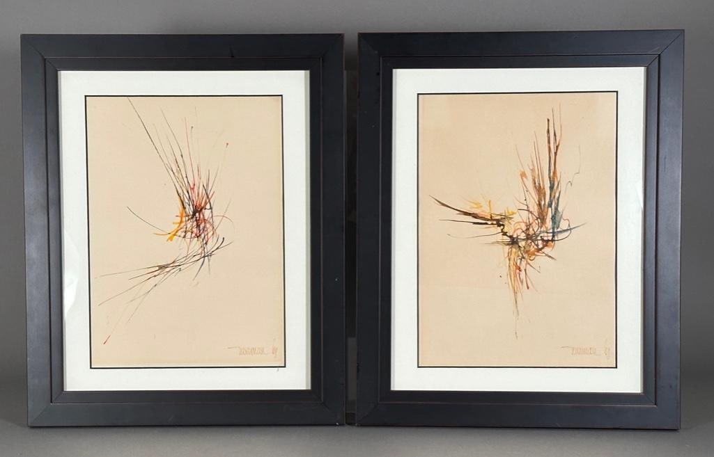 Leonardo Nierman, Pair of Watercolors (1 of 10)