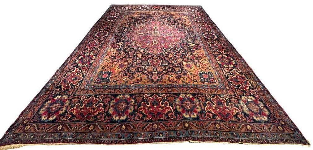 Antique Signed Mashad Carpet, 15'3" x 11'8" (1 of 9)