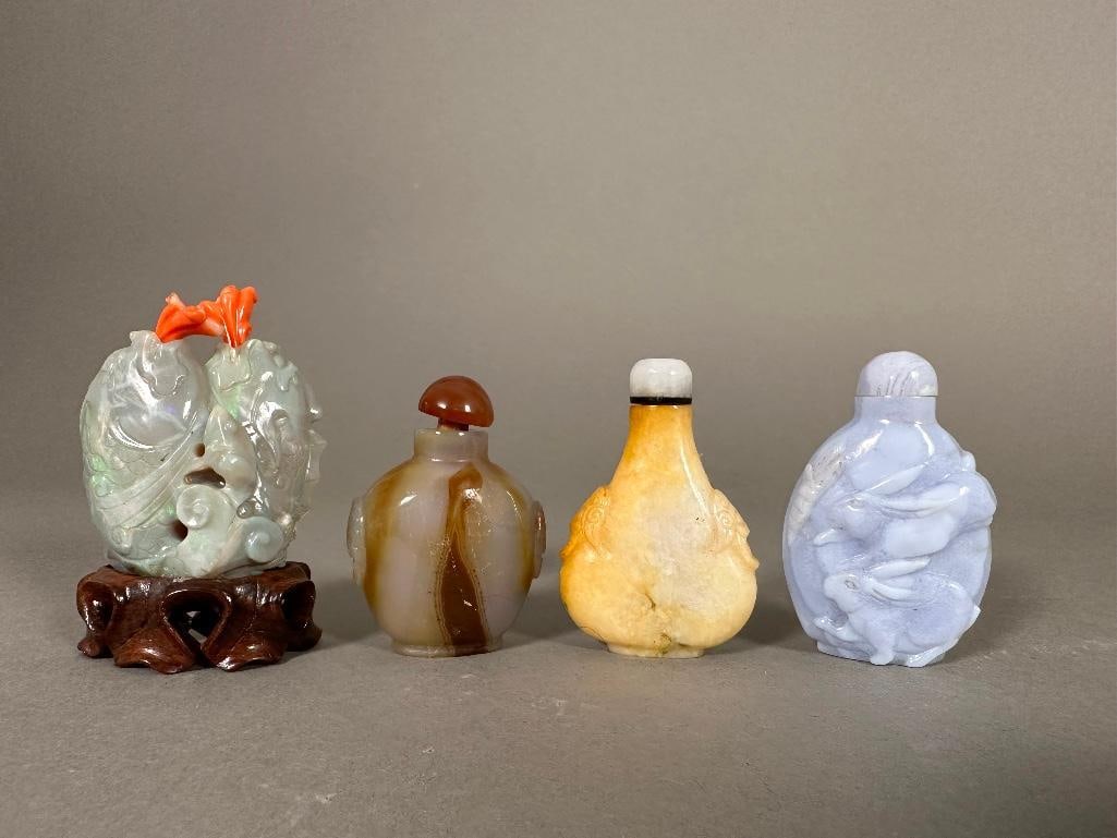 Four Chinese Hardstone Snuff Bottles (1 of 3)