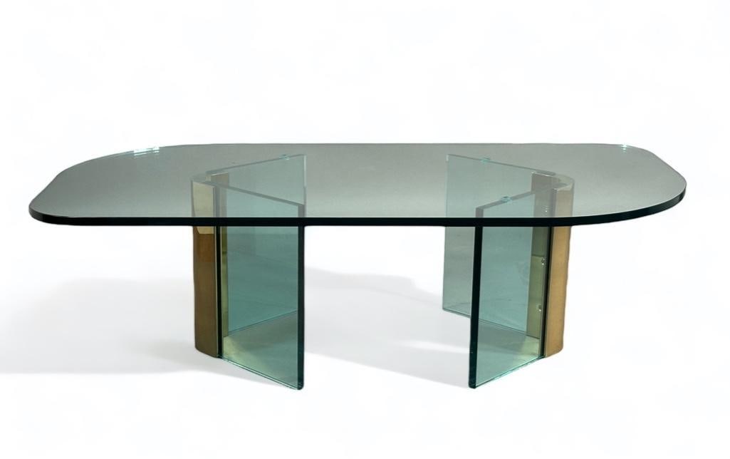 Leon Rosen for Pace Collection Glass and Brass Coffee Table (1 of 10)