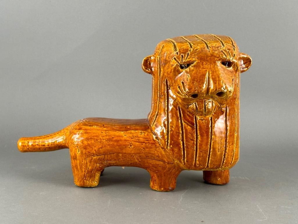 Mid Century Modern Glazed Ceramic Lion Figure (1 of 7)