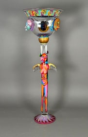 Robert Carlson Blown and Enameled Glass Sculpture, "Adonis/Aphrodite"