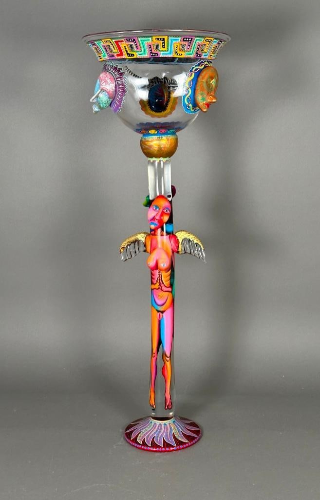 Robert Carlson Blown and Enameled Glass Sculpture, "Adonis/Aphrodite" (1 of 14)