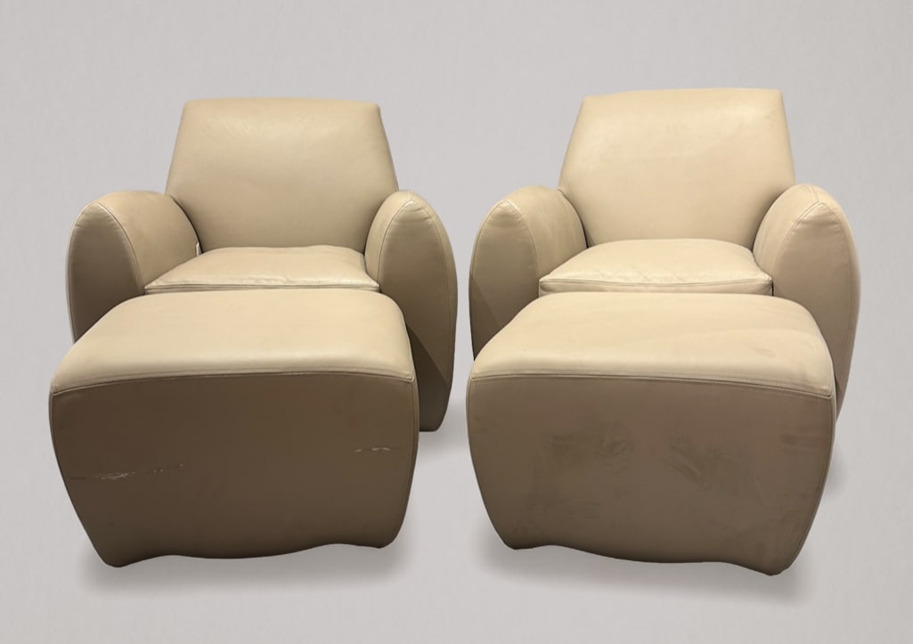 Pair of Dakota Jackson " Ke-Zu " Club Chairs and Ottomans (1 of 14)