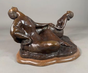 R.C. Gorman Bronze, "Laughing Sisters"