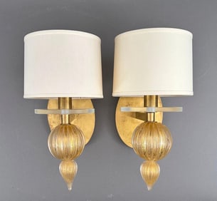Pair of Barbara Barry for Baker "Bauble" Glass Wall Sconces