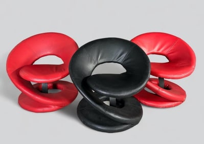 Three Modern Upholstered Swirl Chairs