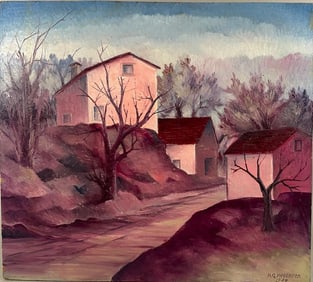Harvey Gregory Prusheck Oil, Houses in Purples