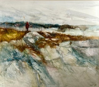 Alan Chiara Large Sacle Watercolor, Lone Rider