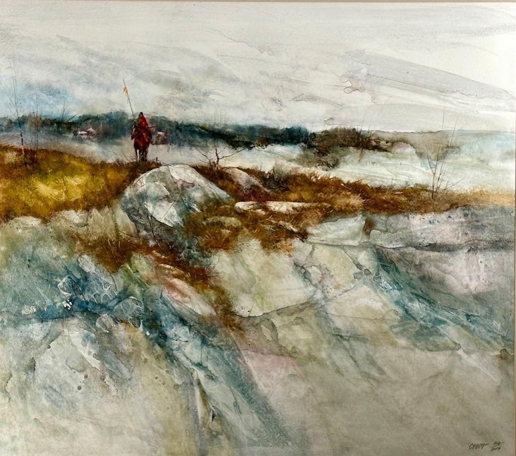 Alan Chiara Large Sacle Watercolor, Lone Rider (1 of 8)