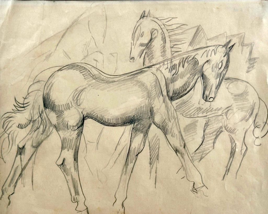 William Sommer Drawing, "Running Horses" (1 of 6)