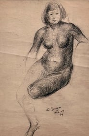 Clyde Singer Drawing, Seated Female Nude Study