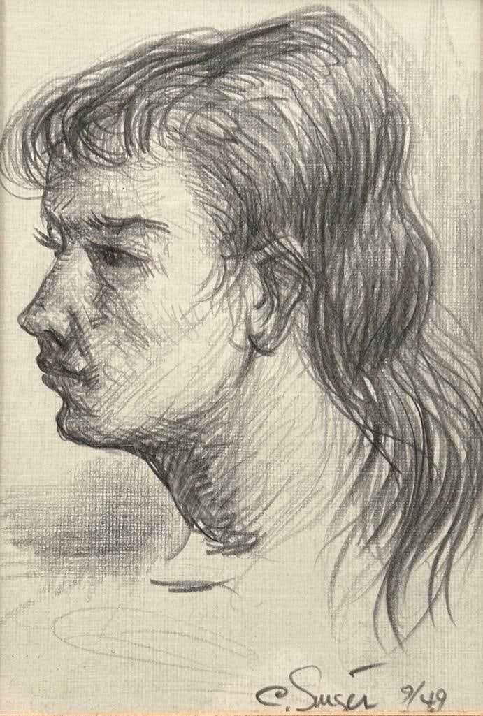 Clyde Singer Drawing, Head of a Girl (1 of 6)