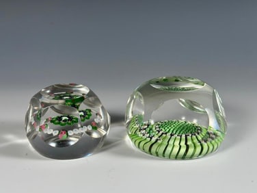 Two Antique Faceted Millefiori Paperweights