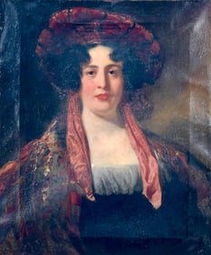 19thc. British School, Portrait of a Woman Wearing a Turban