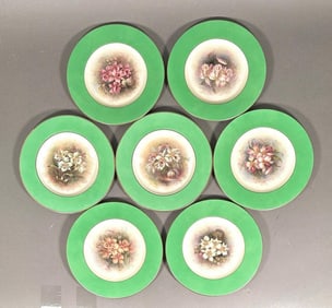 Seven Tiffany & Co. Floral Hand Painted Dessert Plates