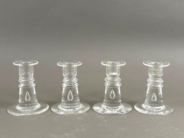Four Steuben Teardrop Candlesticks