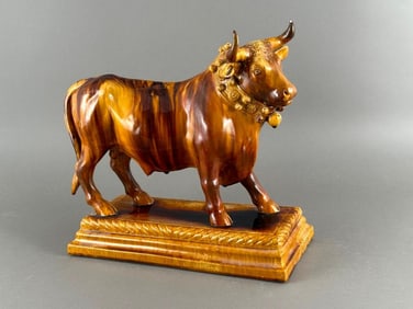 Portuguese  Majolica Bull Decanter Figure