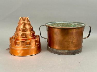 Antique English Copper Mold and Stock Pot