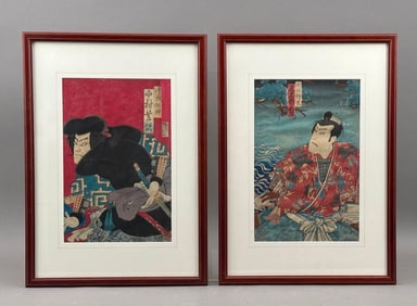 Utagawa Kunisada, Two Color Woodblocks, Actors