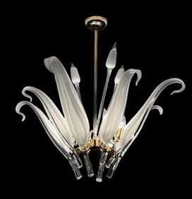 Franco Luce Modernist Murano Glass Chandelier, Cattails
