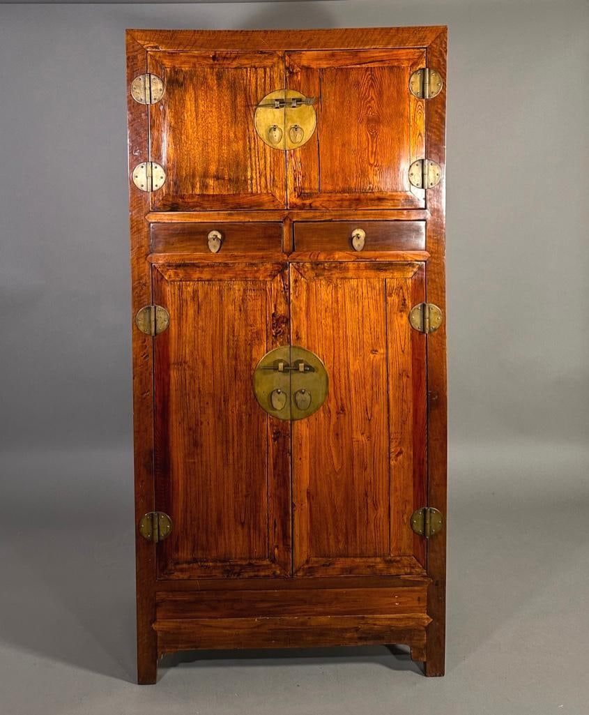 Chinese Elmwood Tall Cabinet (1 of 9)