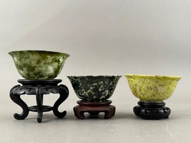 Three Chinese Hardstone Bowls