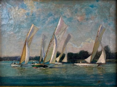 Charles Mayes Wigg Oil, Sailing the Broads, Norfolk