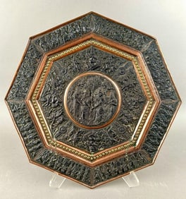 Indian Mixed Metal Relief Charger, Krishna and Radha