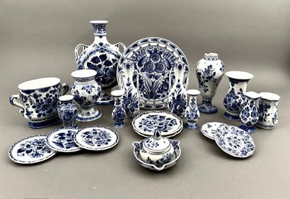 Assorted Lot of Blue and White Delft Pottery