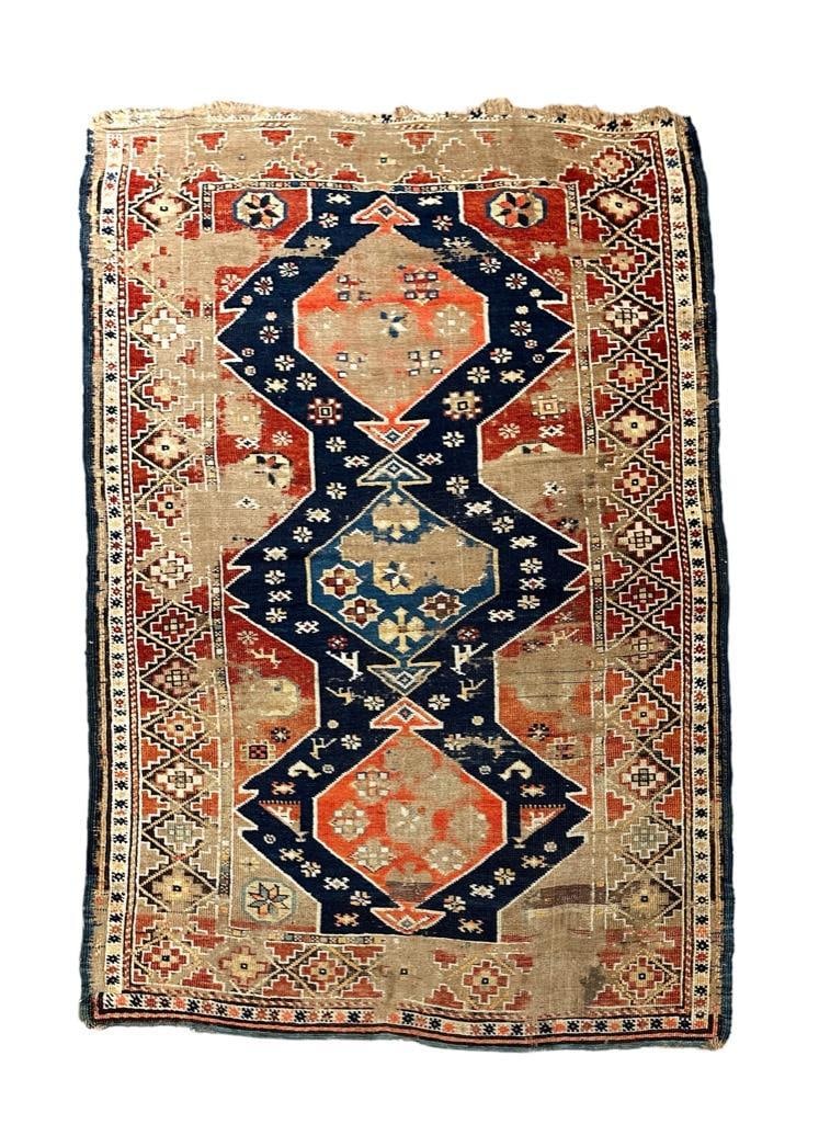 Antique Caucasian Wool Carpet, 5' x 3' 7 (1 of 10)