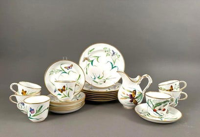 English Porcelain Part Tea Service, Botanical Design