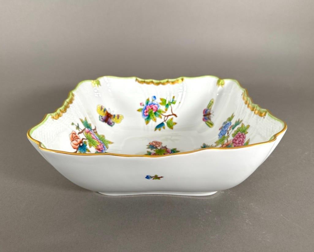 Herend Queen Victoria Green Square Salad Serving Bowl (1 of 5)