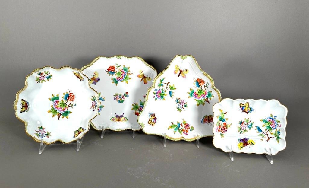 Four Assorted Herend Queen Victoria Green Serving Dishes (1 of 12)