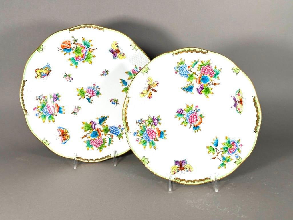 Two Herend Queen Victoria Green Round Serving Dishes (1 of 4)