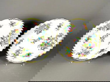 Two Herend Queen Victoria Green Round Serving Dishes