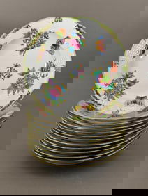 Twelve Herend Queen Victoria Green Soup Bowls