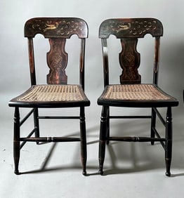 Pair of American Sheraton Stenciled Side Chairs, 19thc.