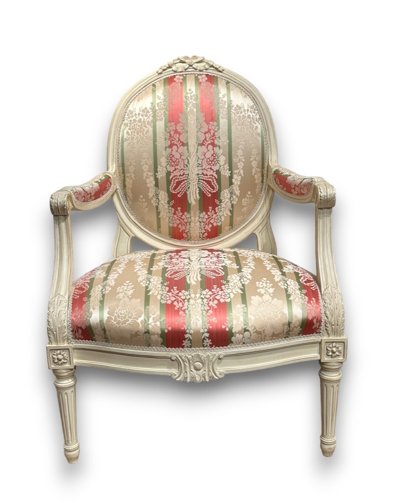 Louis XVI Style Cream Painted Fauteuil, Modern (1 of 7)
