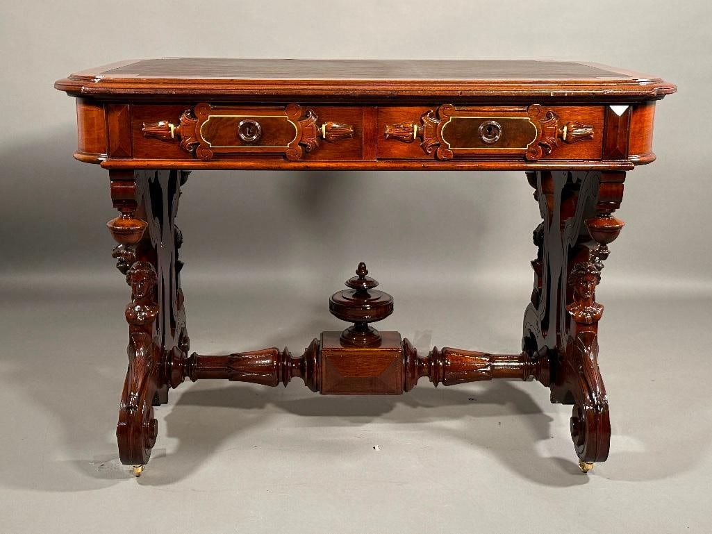 Renaissance Revival Walnut Partner's Desk, ca. 1865 (1 of 19)