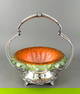 Victorian Glass Bride's Basket in Silverplated Stand
