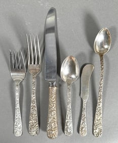 Kirk Repousse Sterling Silver Flatware Service for Eight