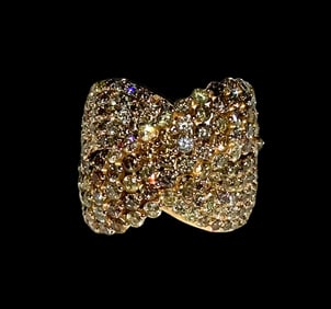 Muliti-color Diamond Bypass Ring